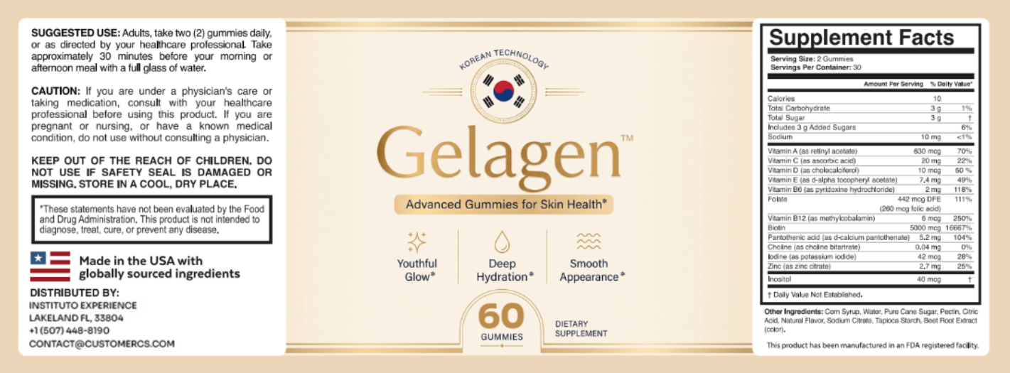 Gelagen supplement facts